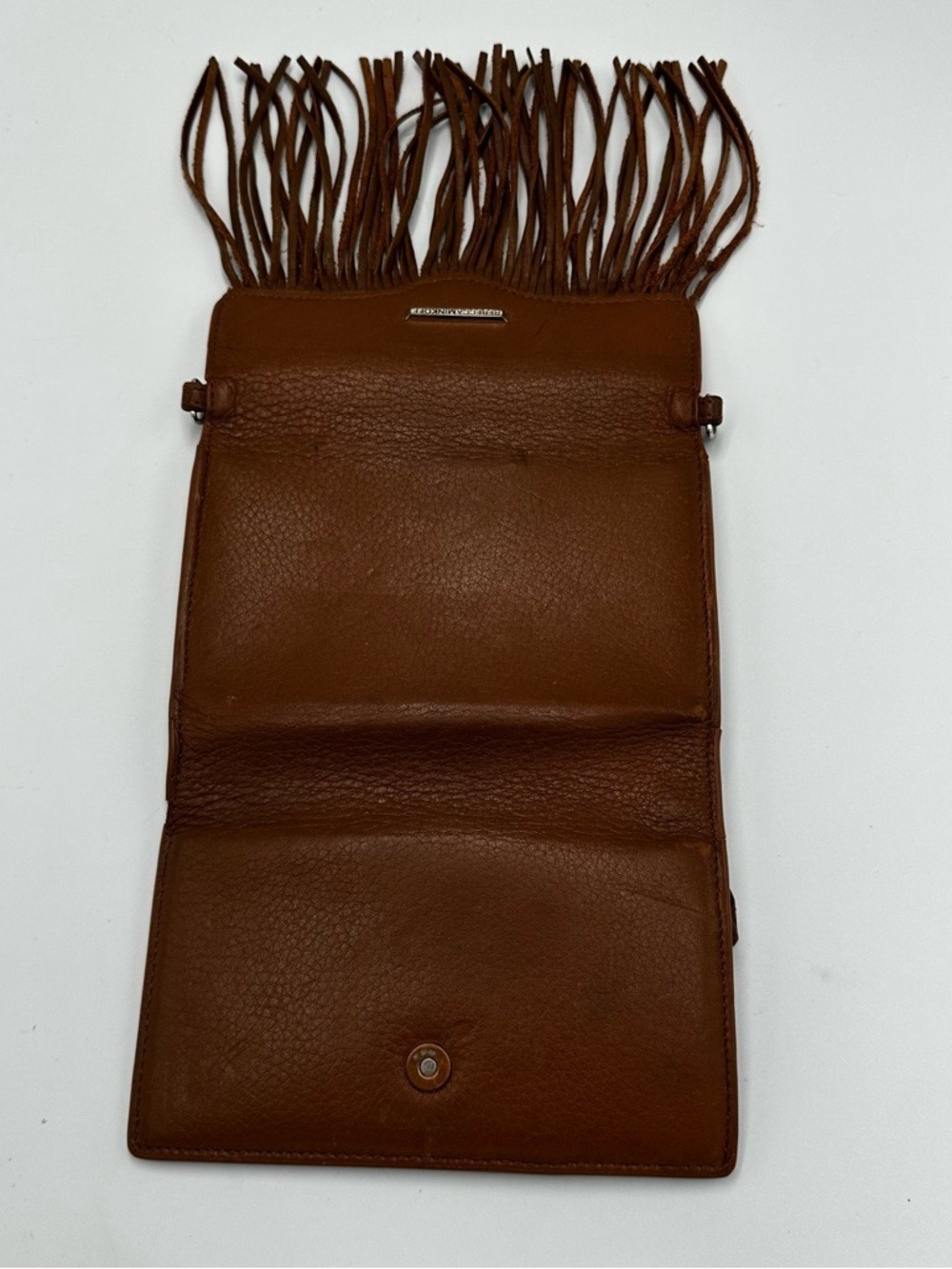 Rebecca Minkoff Mini Brown Fringe Vegan Leather Wallet Missing Crossbody Strap - Picture 3 of 15